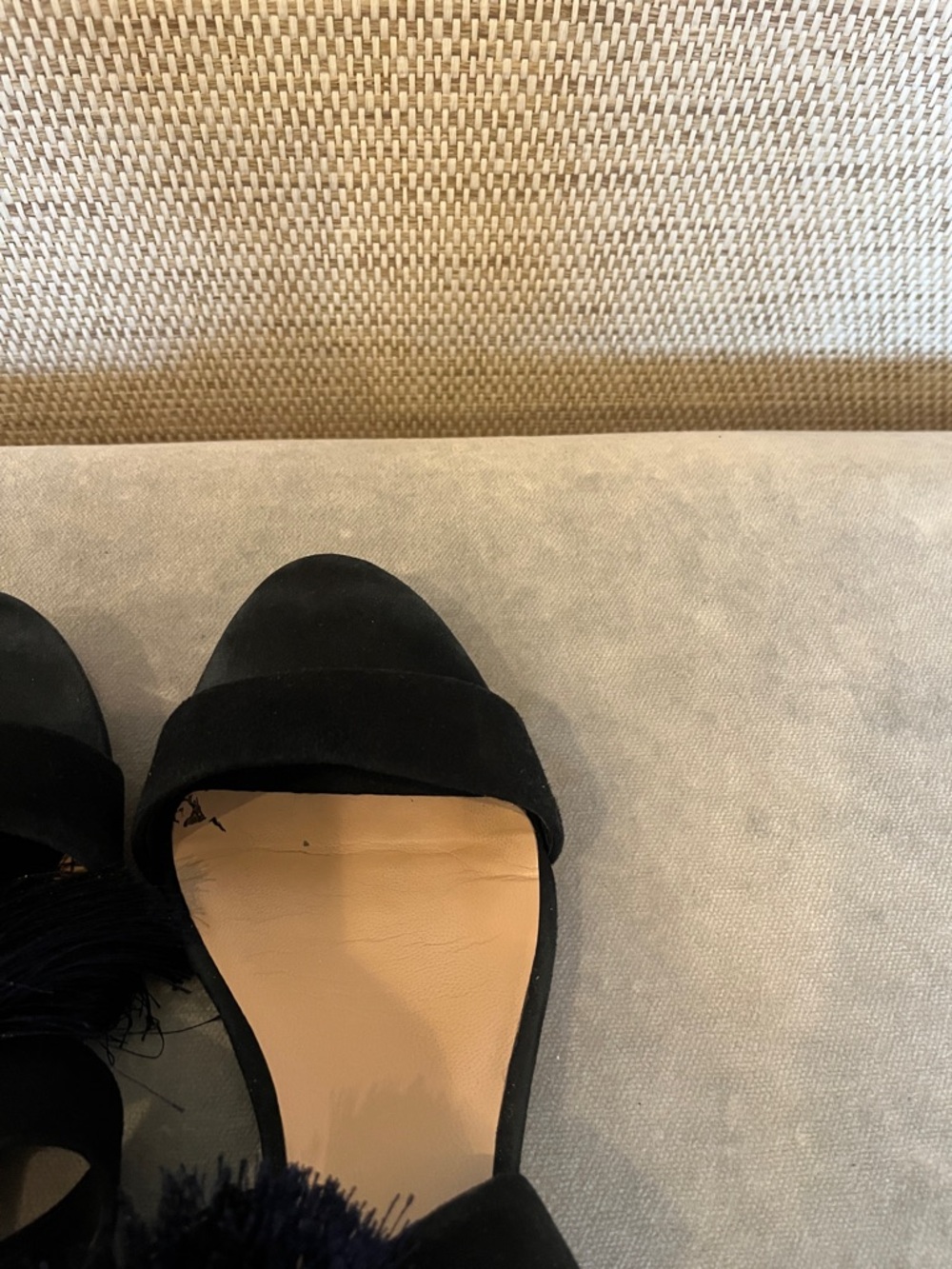 Loeffler Randall Black Tassel Slide Mules with Navy Accents - Picture 4 of 7